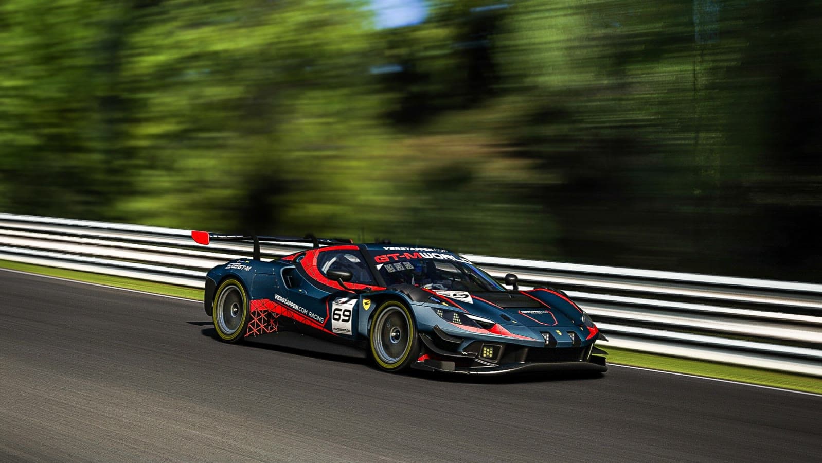 In-sim view: a car on the Nürburgring Nordschleife