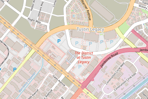 Street map around World of Racing Tustin